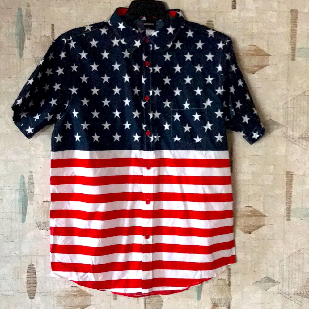 Fifth Sun Red/White/Blue Flag Shirt Sz S